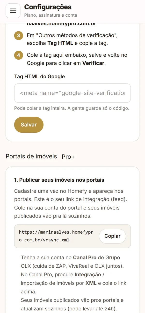 Configuração da integração com os portais ZAP, VivaReal e OLX